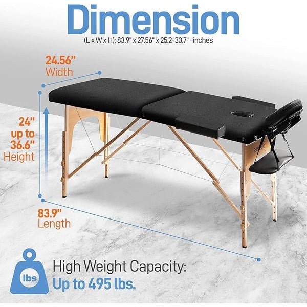Serenelife Portable Massage Table - Professional Adjustable Folding Bed with 3 Sections and Carrying Bag for Th SLMASGE1 - main